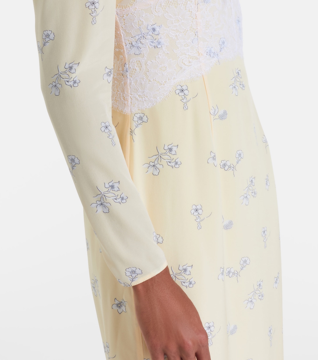 Lace-trimmed floral silk midi dress | Alessandra Rich
