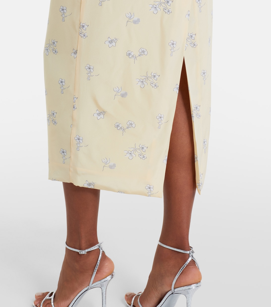 Lace-trimmed floral silk midi dress | Alessandra Rich