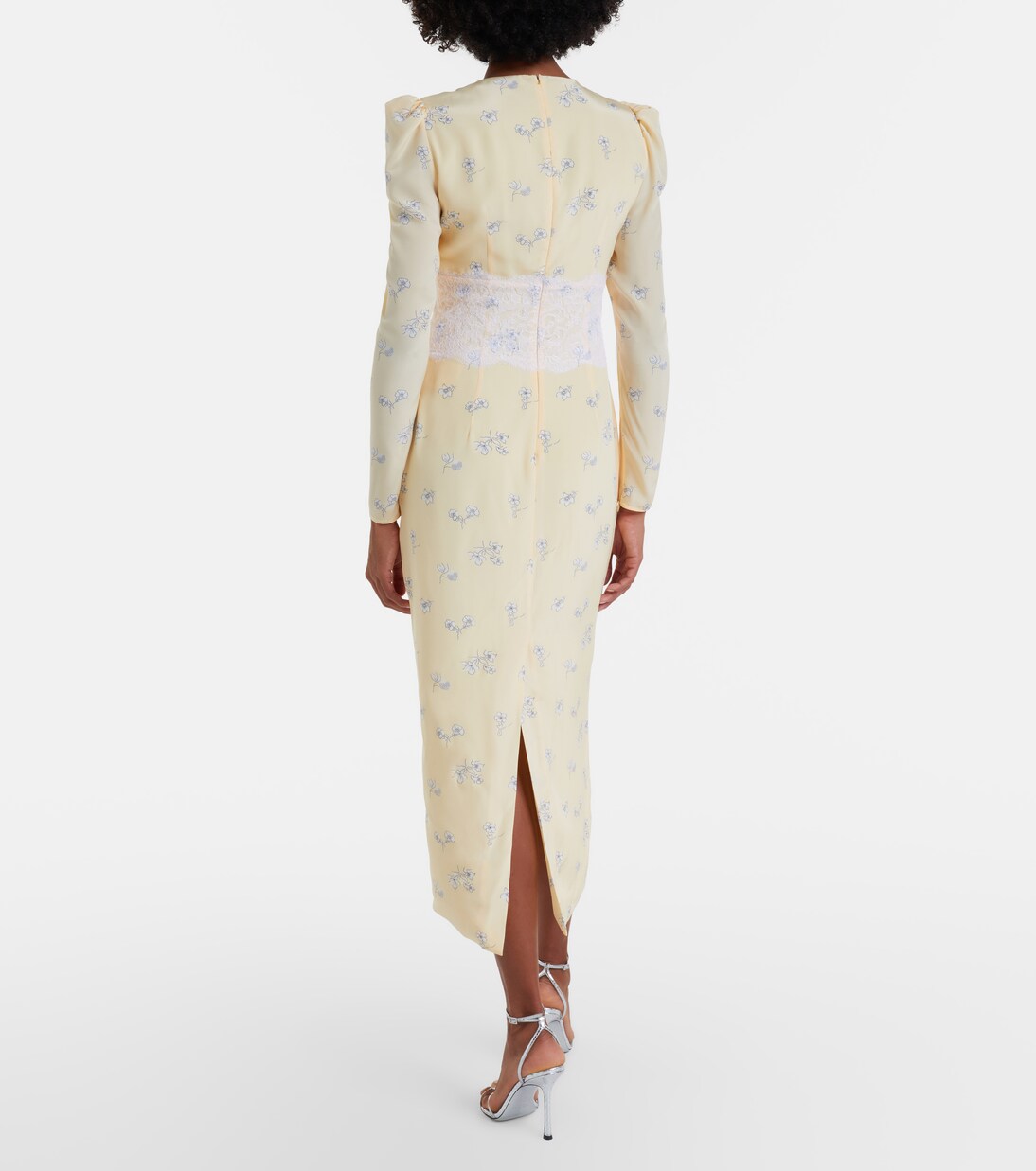 Lace-trimmed floral silk midi dress | Alessandra Rich