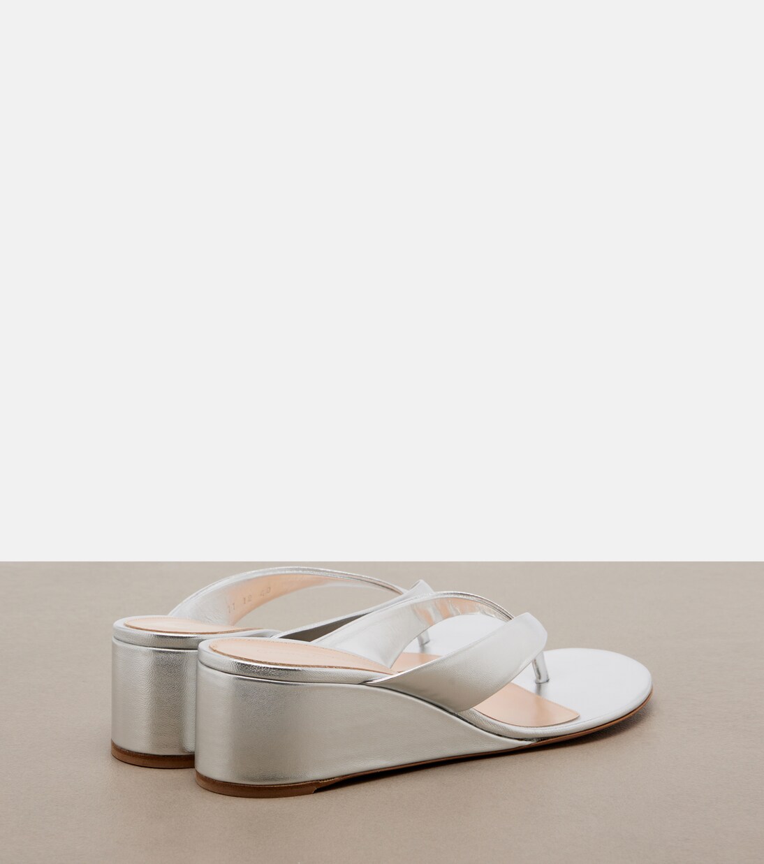 Sofia metallic leather wedge thong sandals | Gianvito Rossi