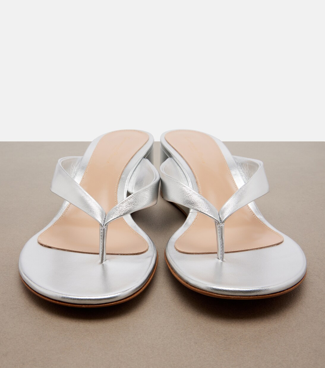 Sofia metallic leather wedge thong sandals | Gianvito Rossi