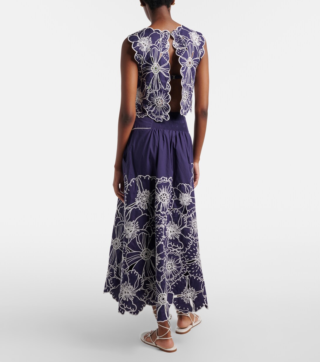 Embroidered floral cotton midi skirt | Farm Rio