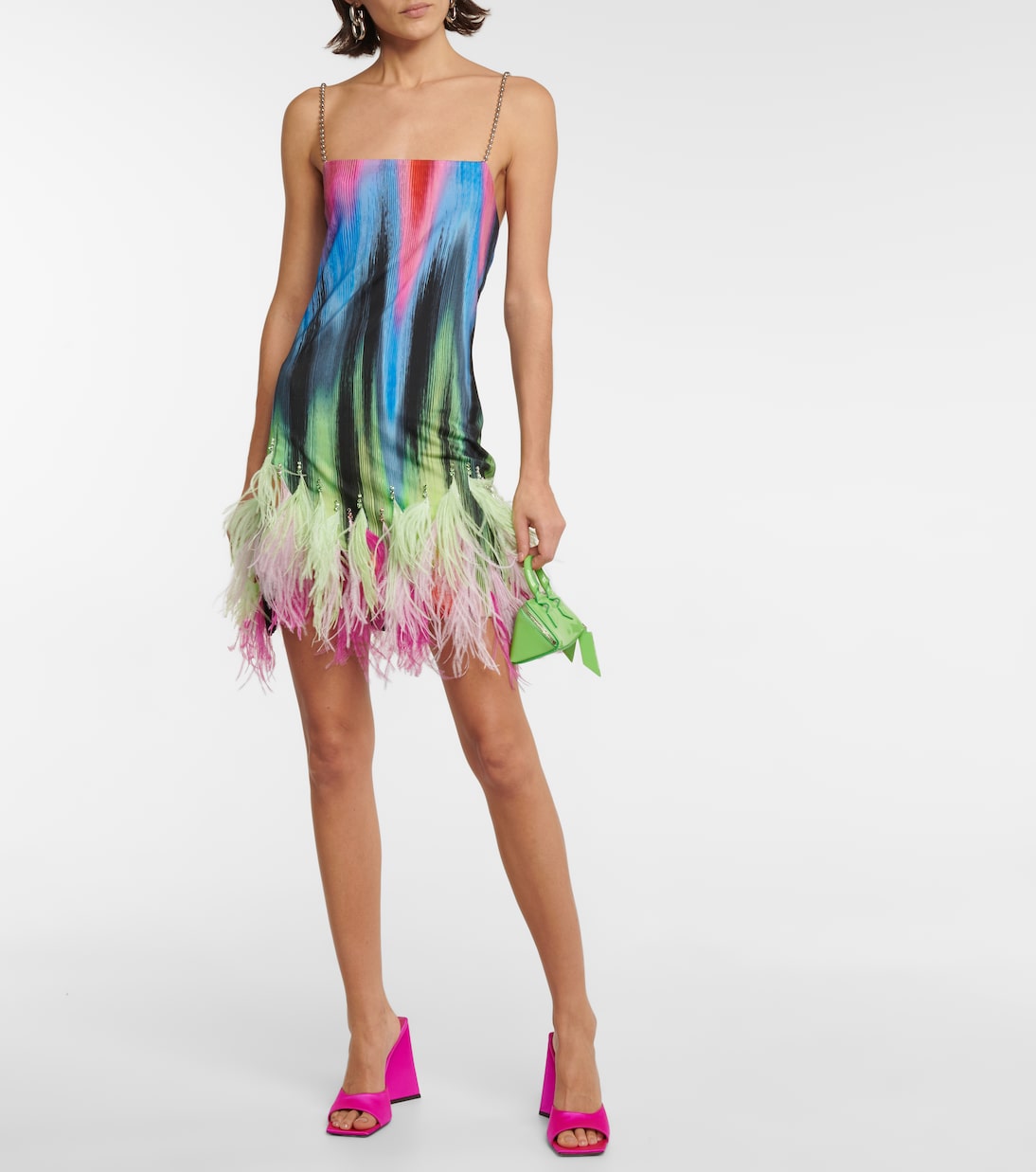 Robe Fujiko imprimée à plumes | The Attico