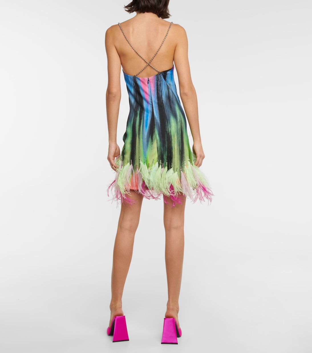 Robe Fujiko imprimée à plumes | The Attico