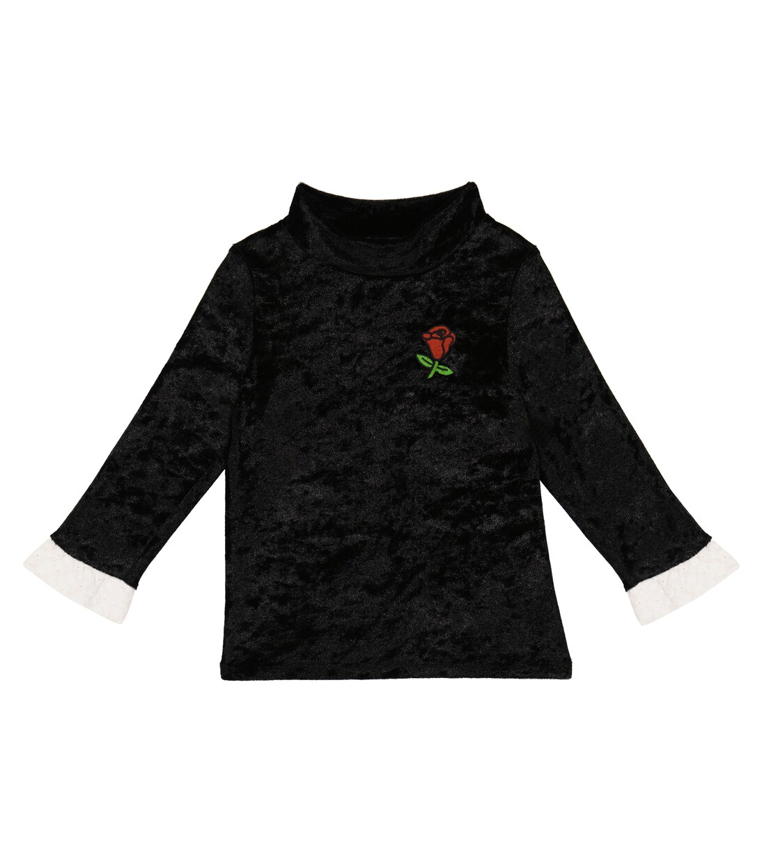 Embroidered high-neck velour top | Mini Rodini