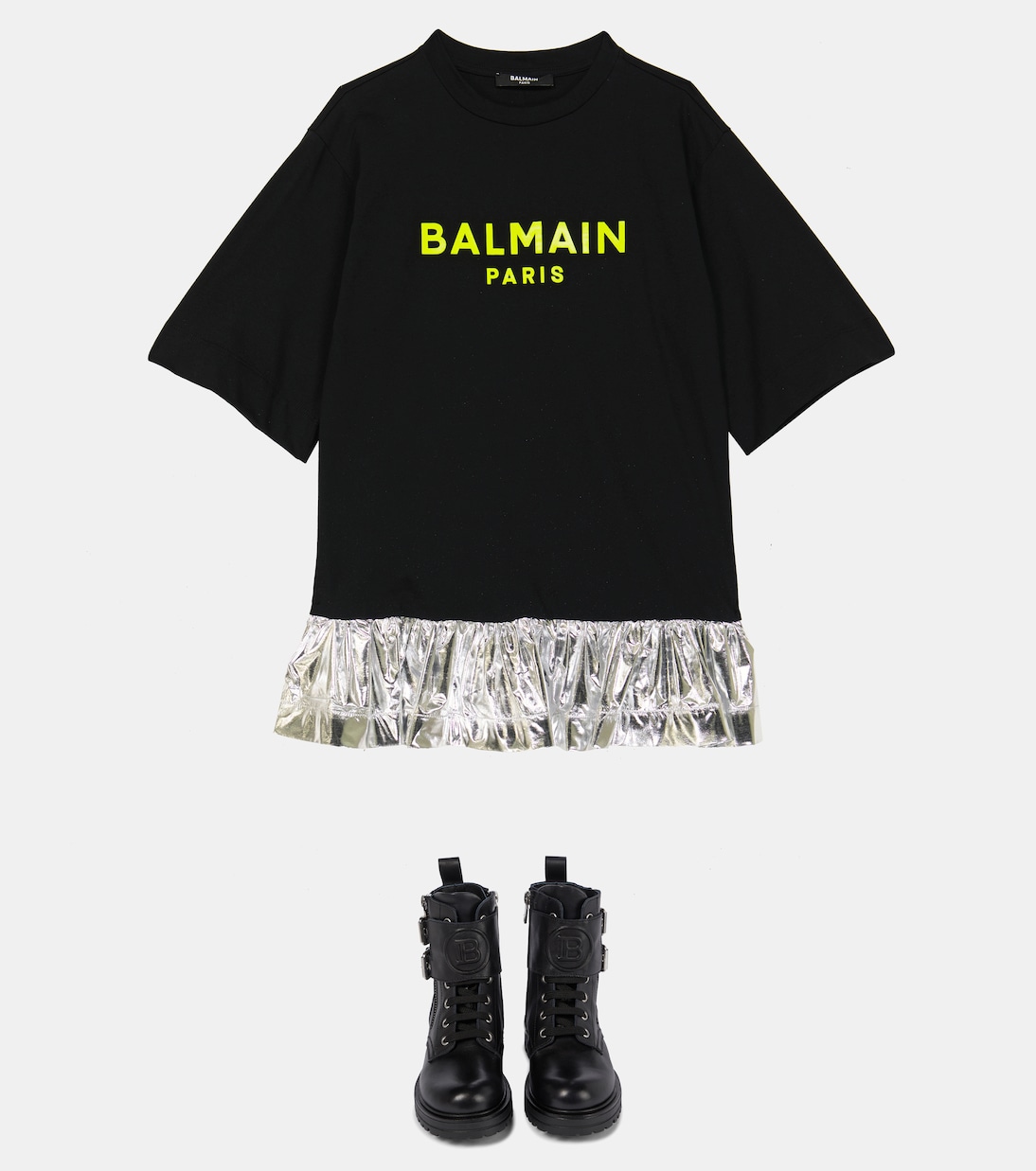 Robe t-shirt en coton à logo | Balmain Kids
