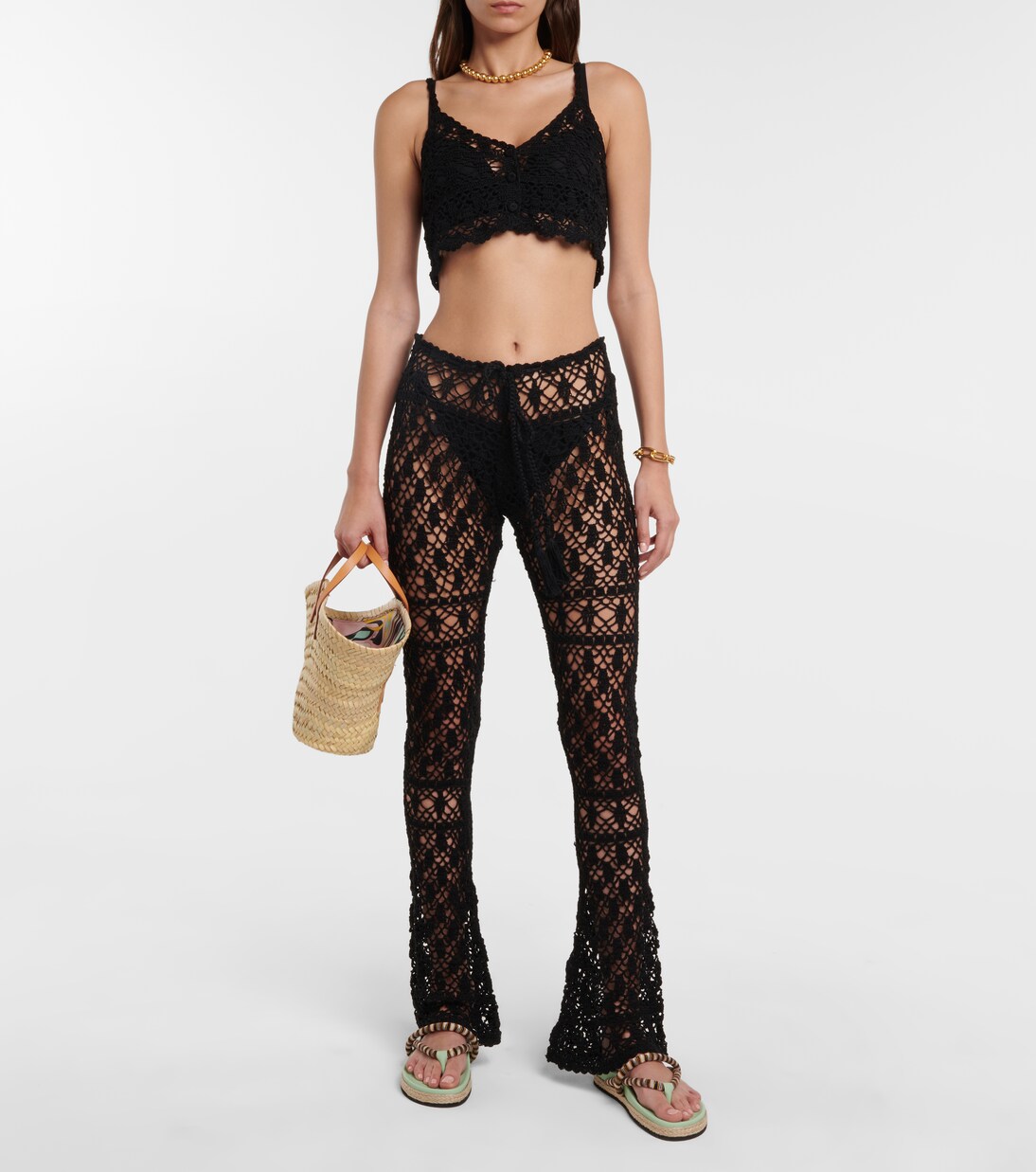 Pantalon Bianca en crochet de coton | Anna Kosturova