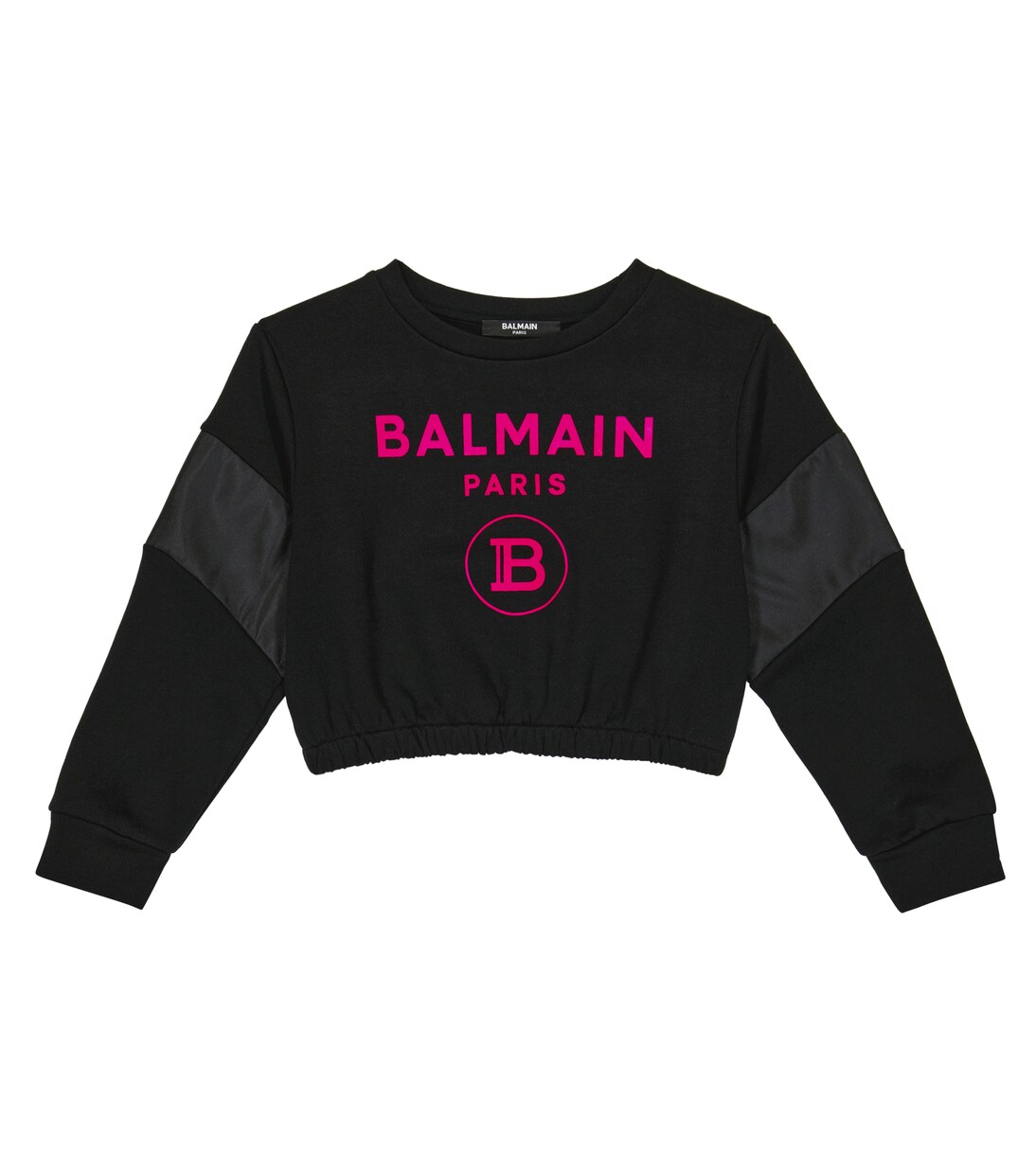 Sweat-shirt raccourci en coton mélangé à logo | Balmain Kids