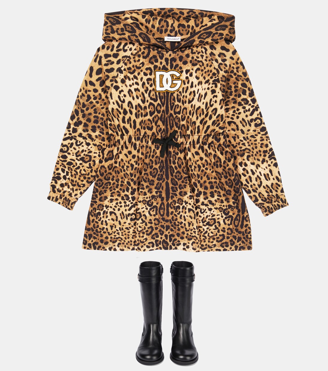 Leopard-print cotton jersey dress | Dolce&Gabbana Kids