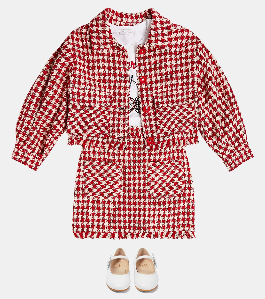 Checked cotton-blend tweed skirt | Monnalisa