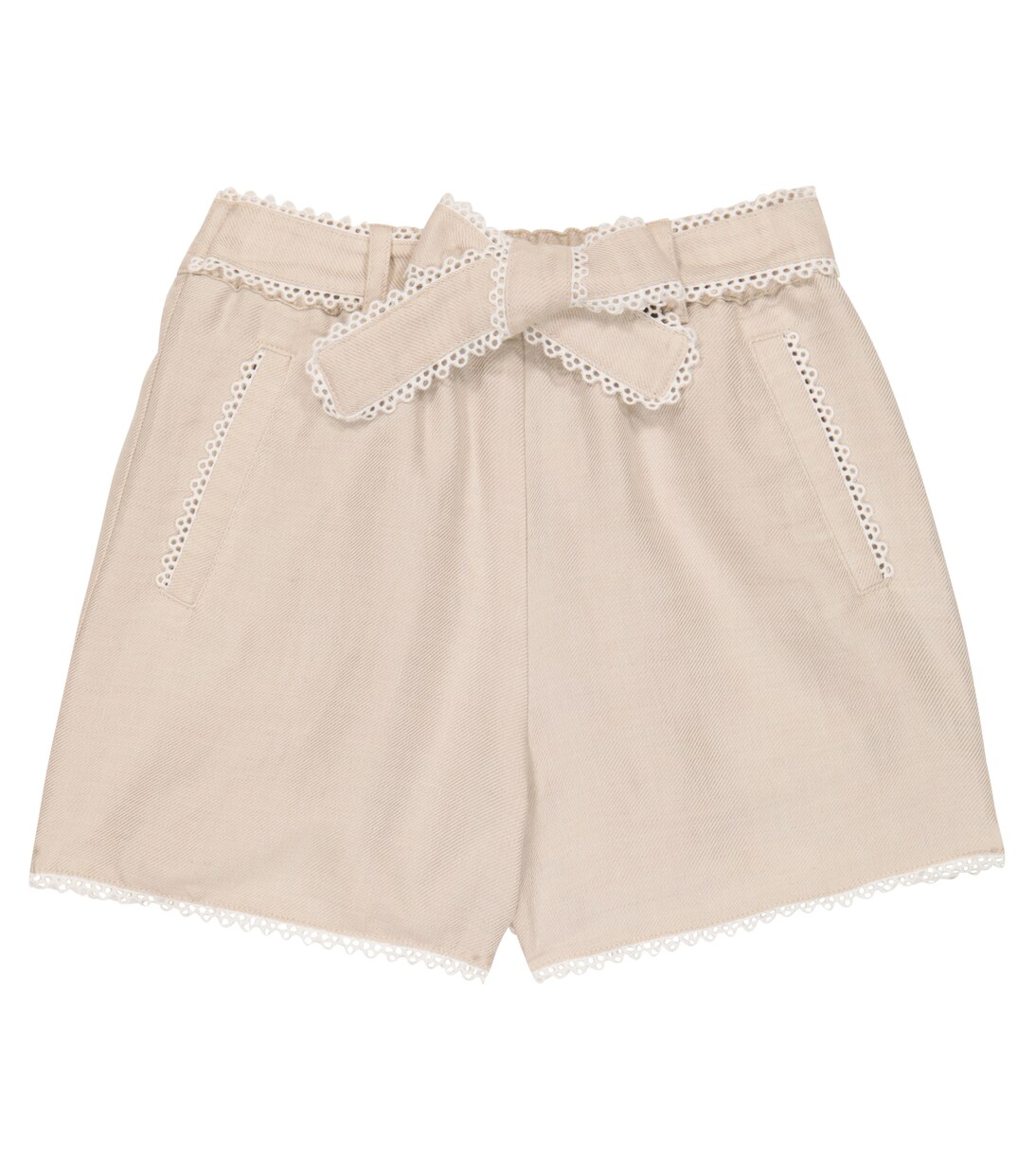 Embroidered linen and cotton shorts | Chloé Kids