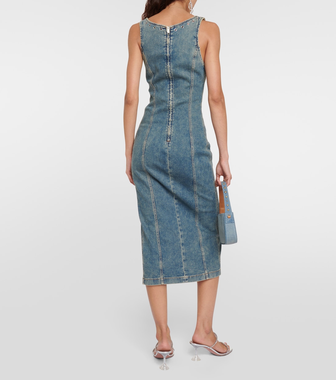 Verziertes Midikleid aus Denim | Blumarine