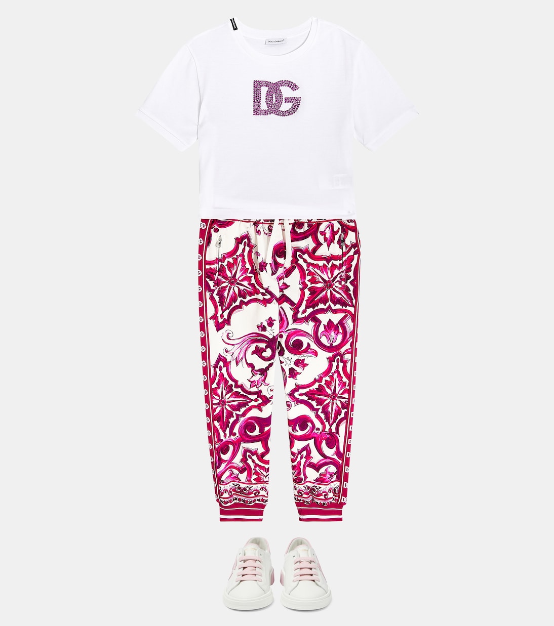 Majolica printed cotton sweatpants | Dolce&Gabbana Kids