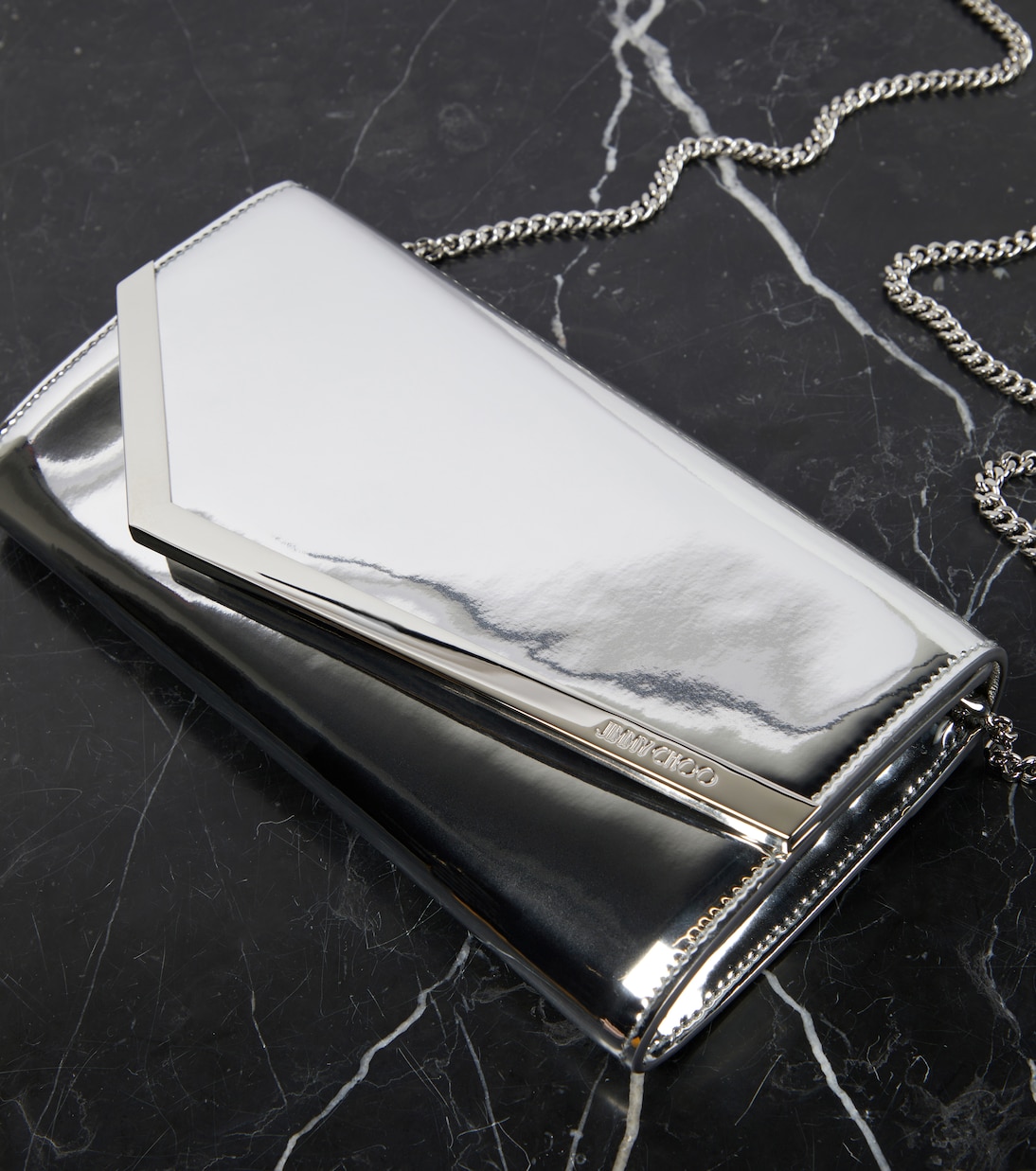Emmie mirrored clutch | Jimmy Choo