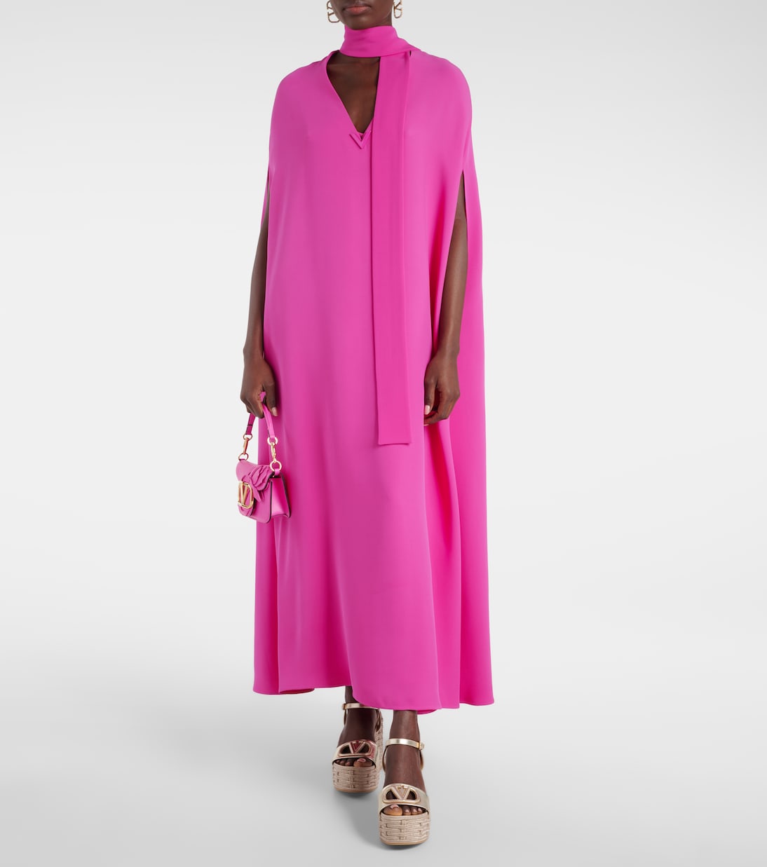 VLogo cutout metallic leather espadrille wedges | Valentino Garavani