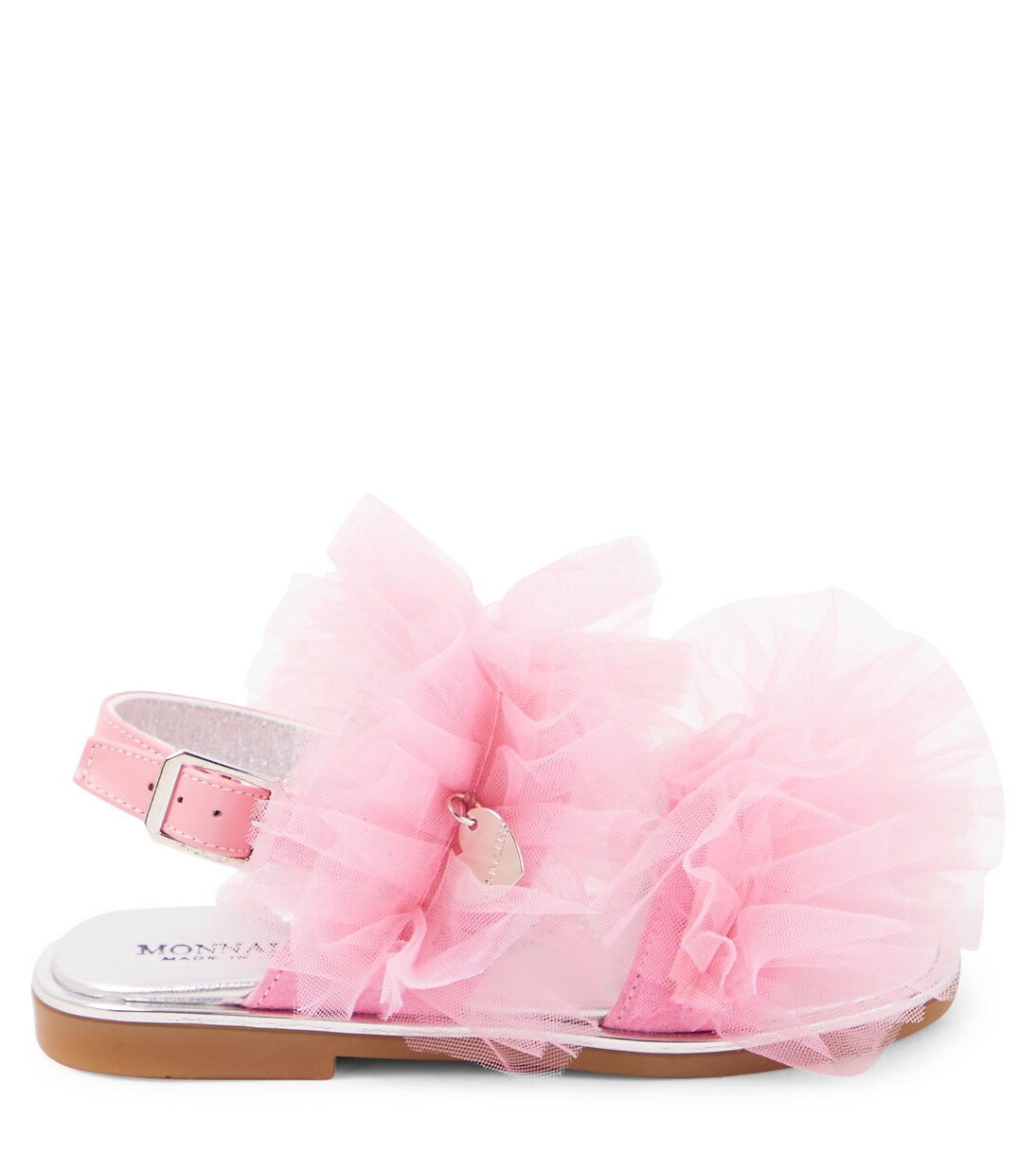 Appliqué tulle and leather sandals | Monnalisa