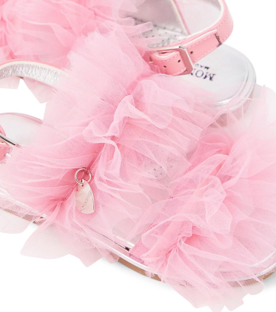 Appliqué tulle and leather sandals | Monnalisa