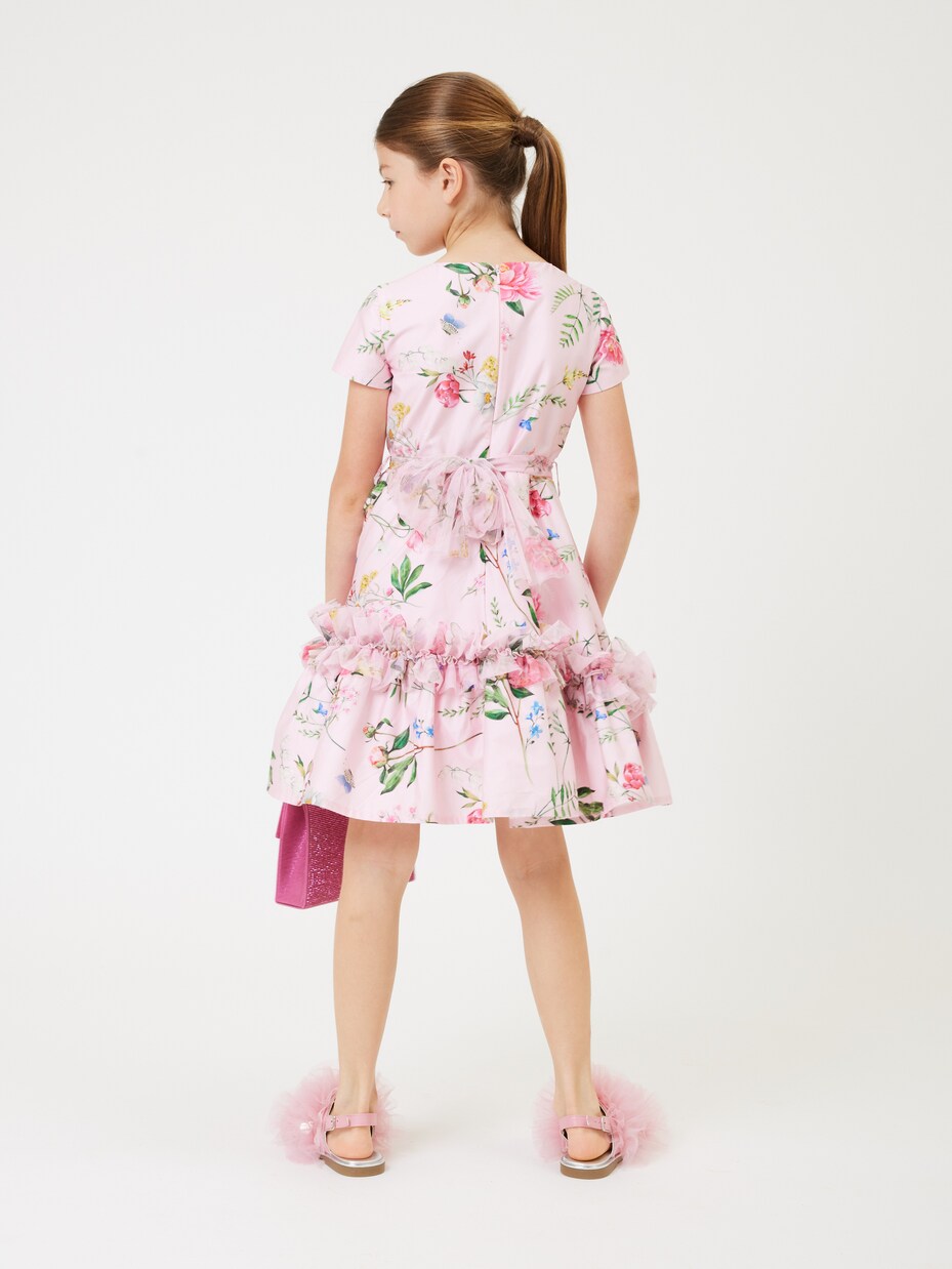 Appliqué tulle and leather sandals | Monnalisa