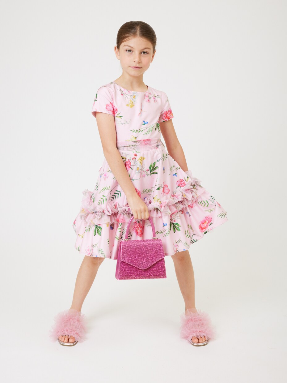 Appliqué tulle and leather sandals | Monnalisa