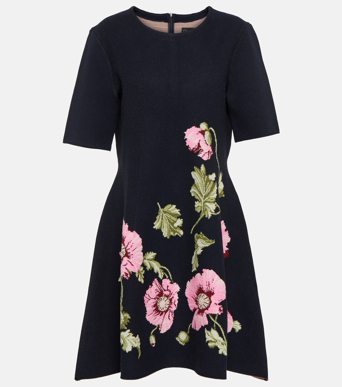 Poppy floral jacquard minidress in blue - Oscar De La Renta