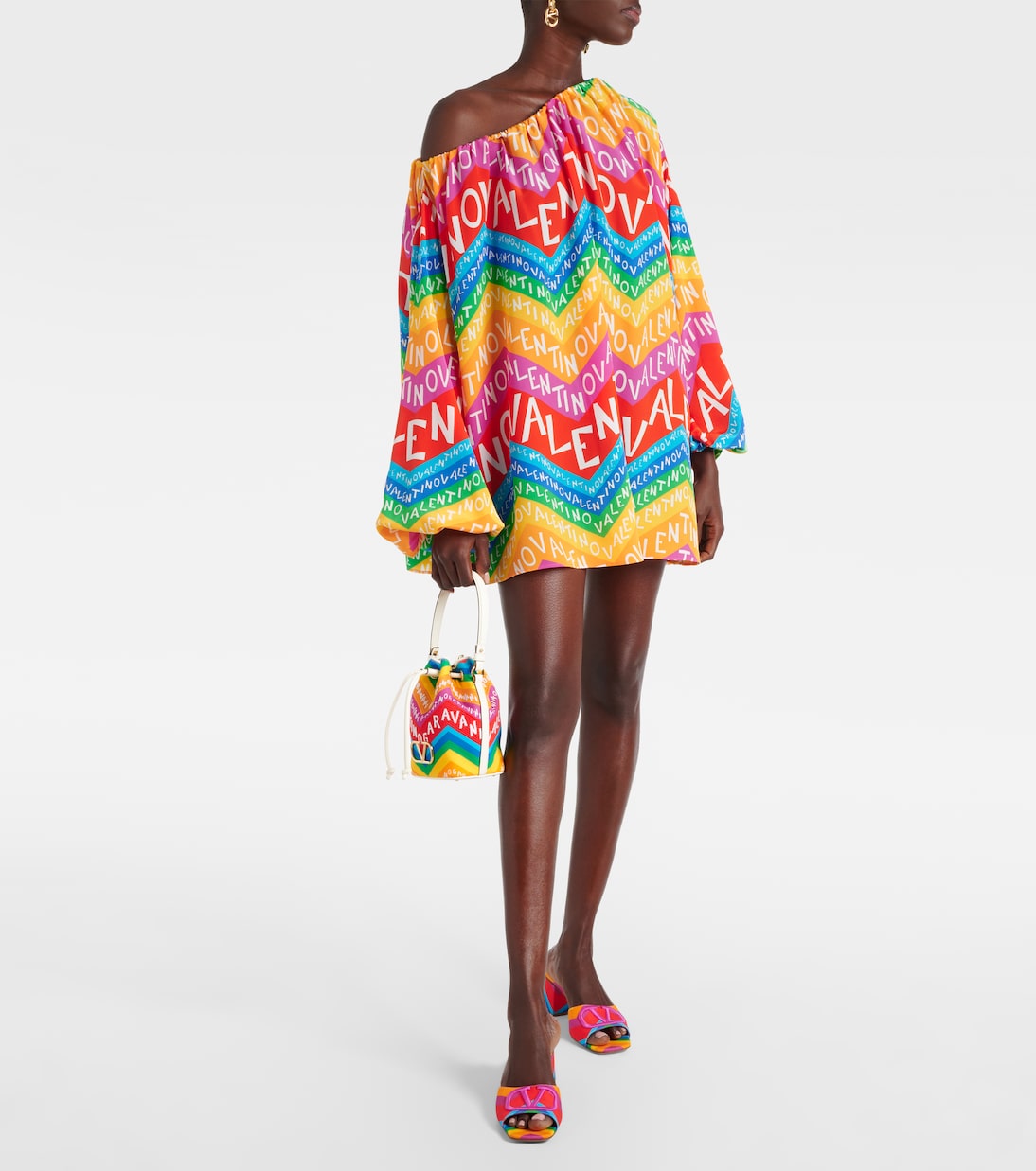 Valentino Chevron 24 silk minidress | Valentino