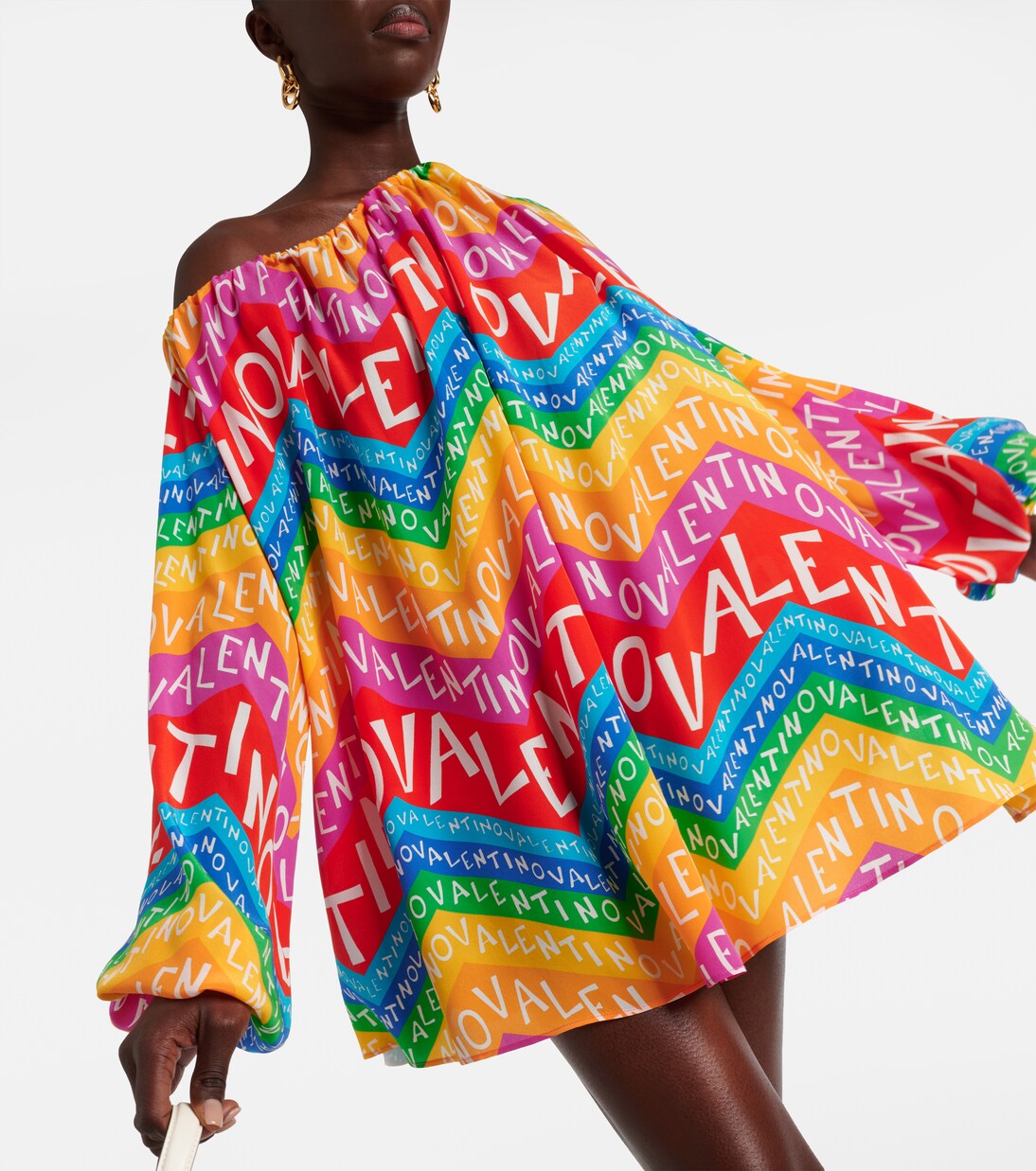 Valentino Chevron 24 silk minidress | Valentino