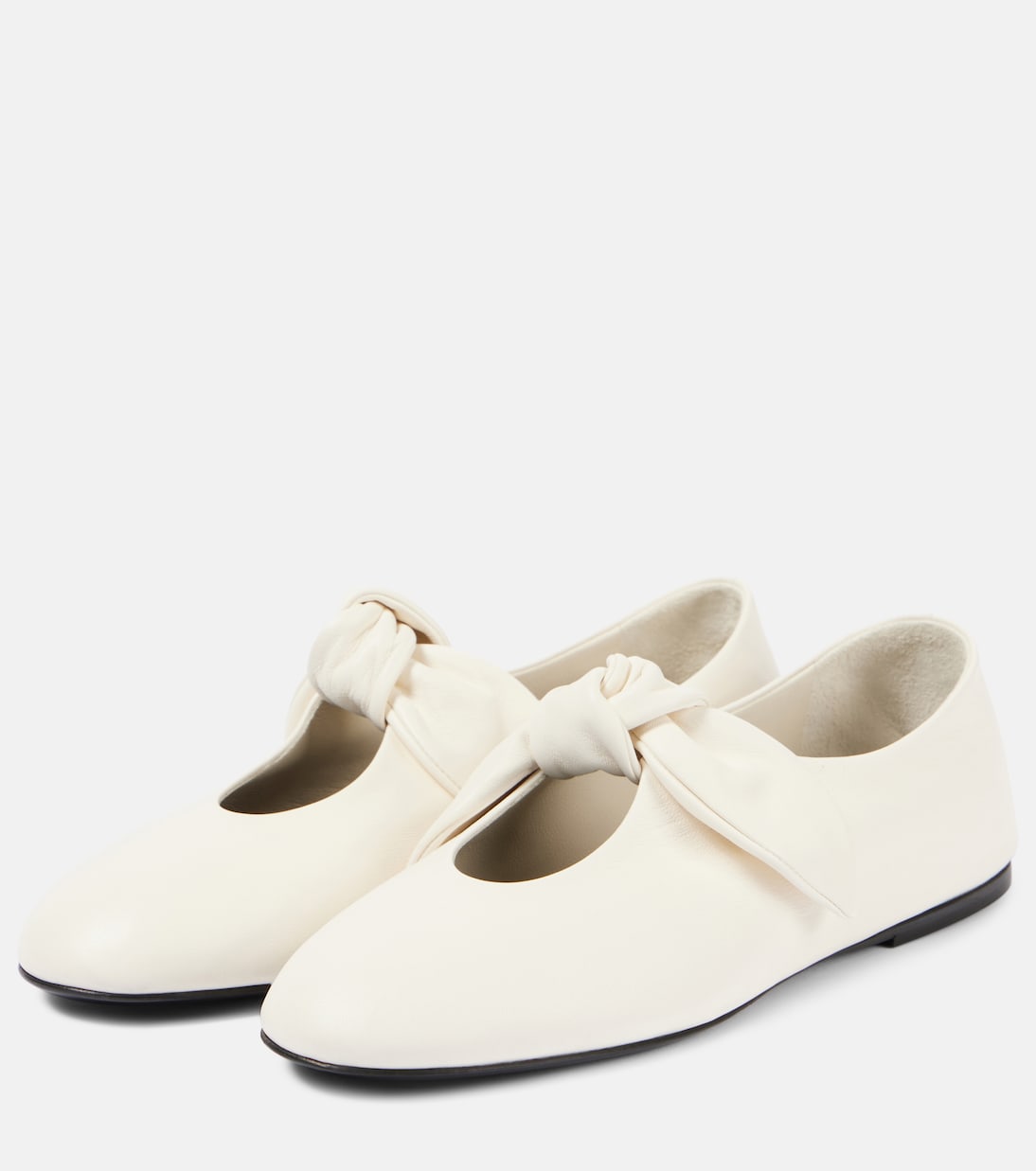 蝴蝶结细节皮革平底鞋 | CO