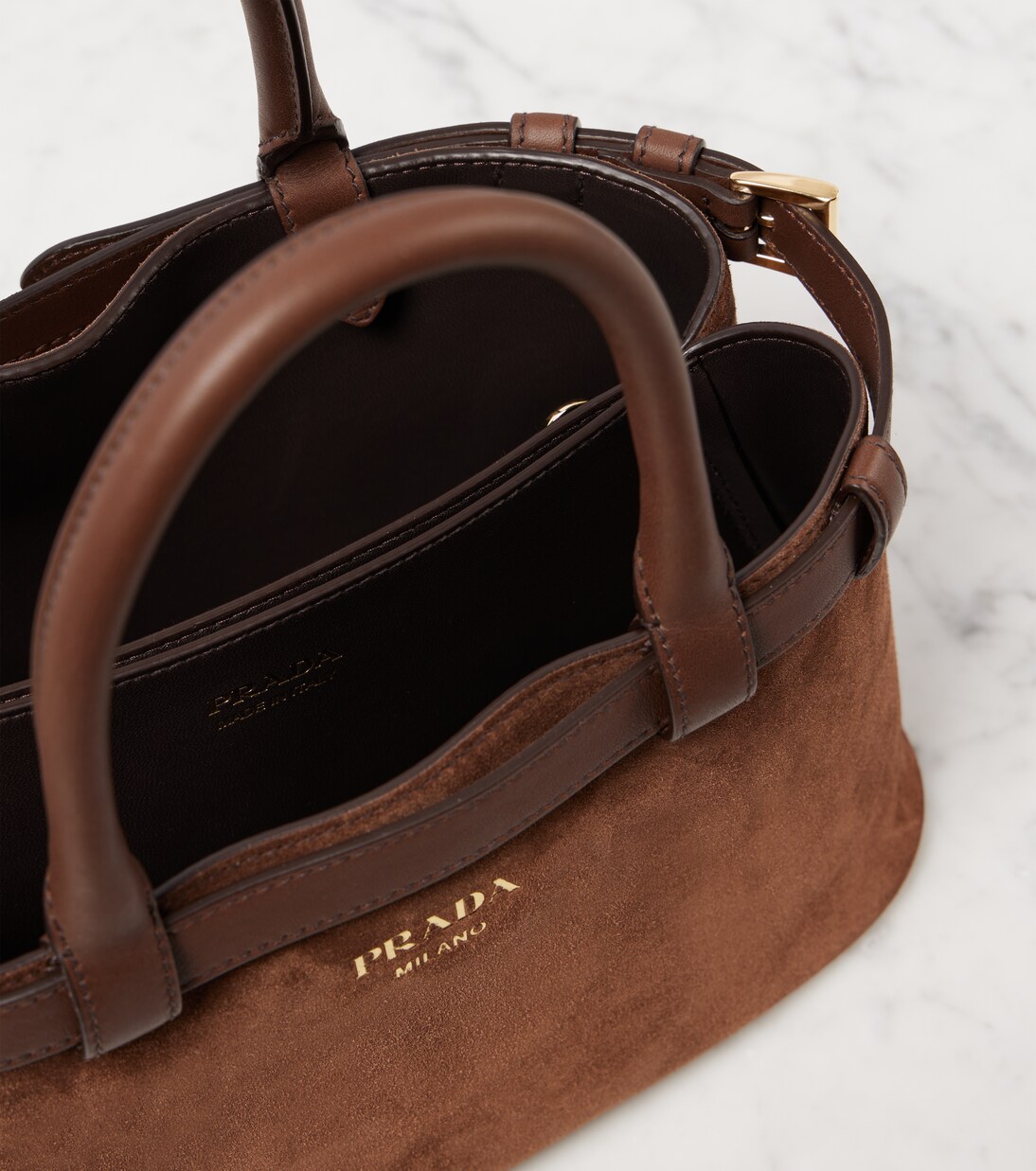 Prada Buckle Small suede tote bag | Prada