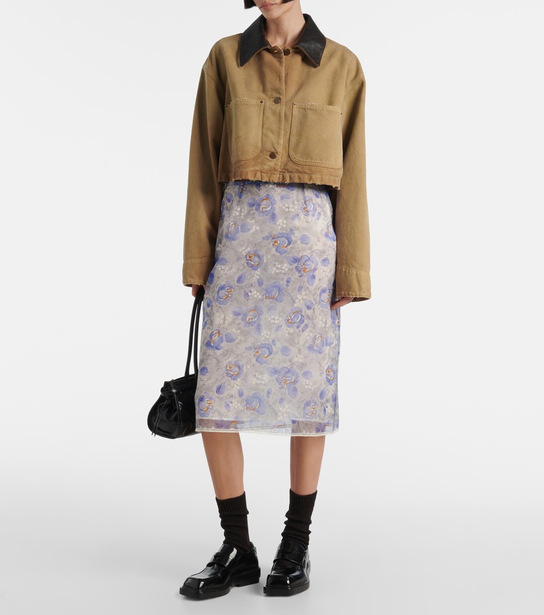 Jupe crayon à fleurs | Prada