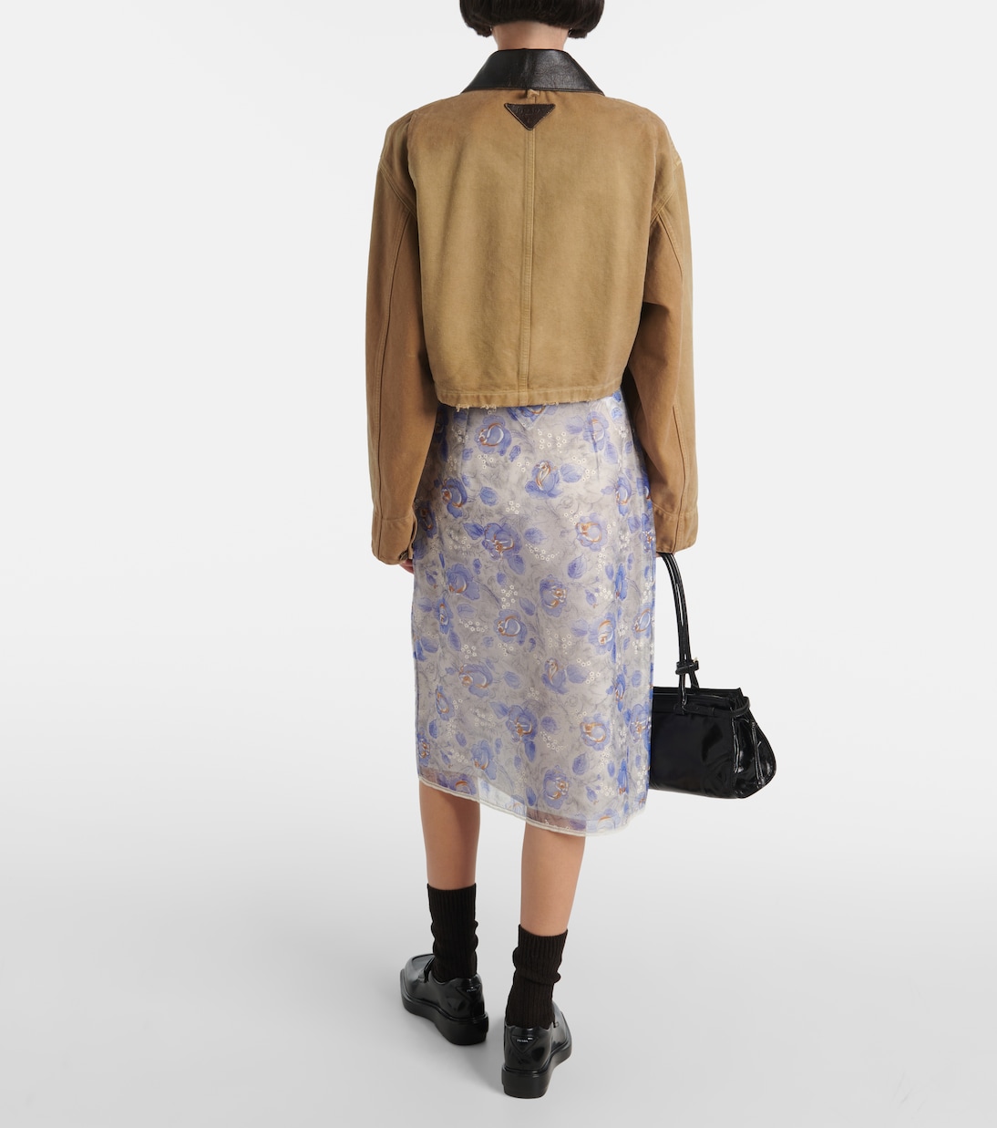 Jupe crayon à fleurs | Prada