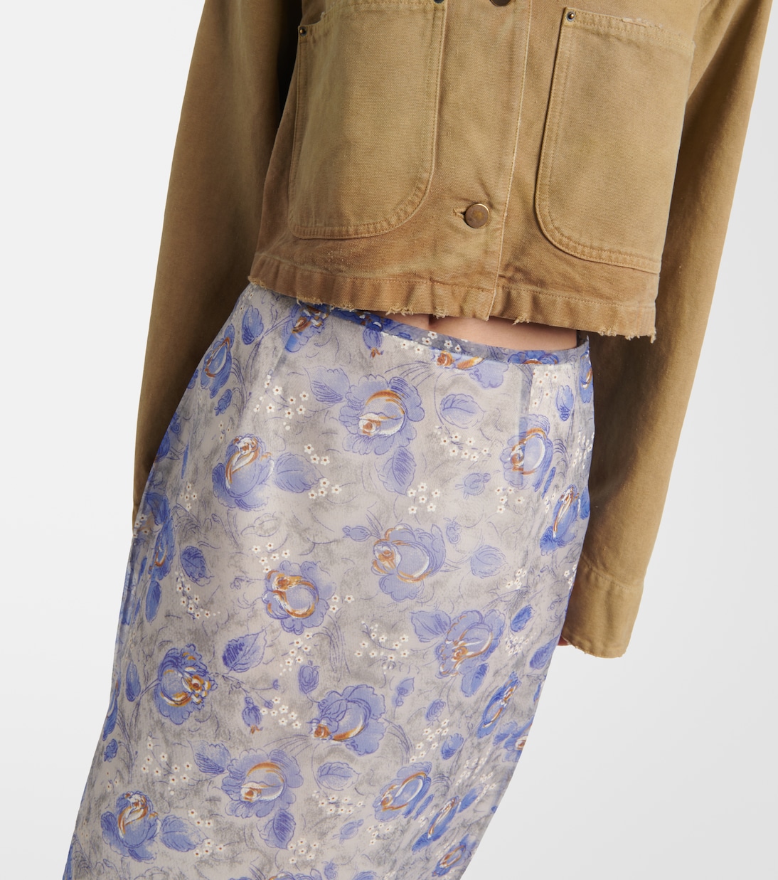 Jupe crayon à fleurs | Prada