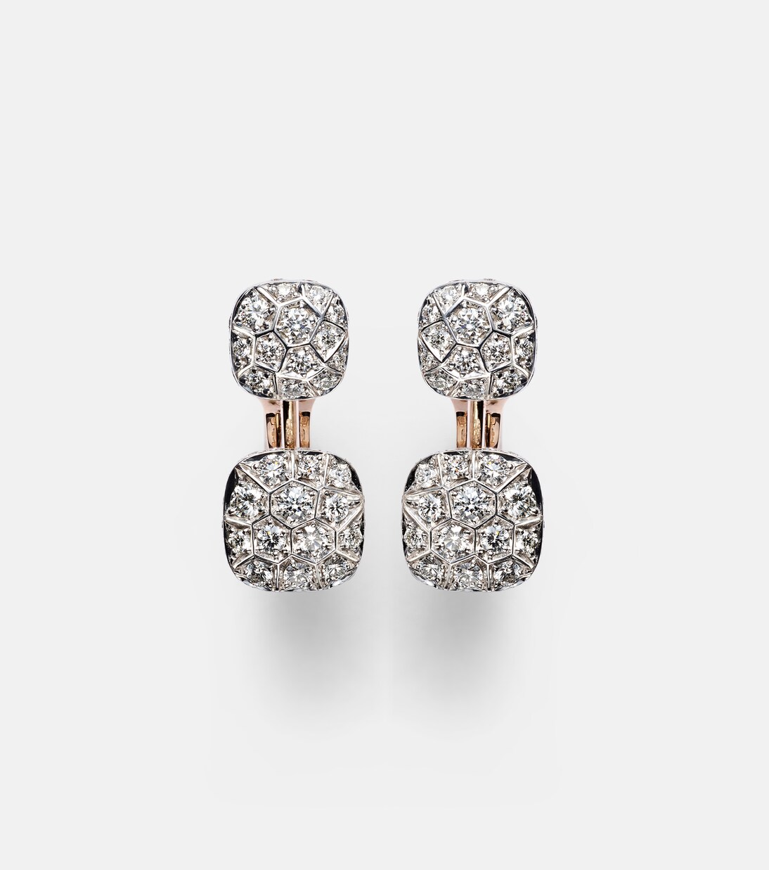 Nudo 18kt rose and white gold earrings with diamonds | Pomellato