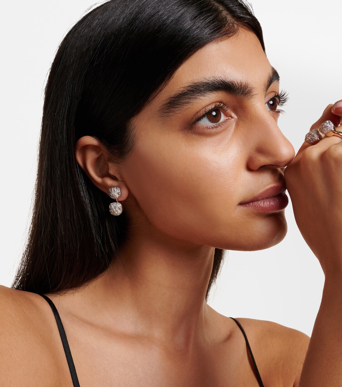 Nudo 18kt rose and white gold earrings with diamonds | Pomellato