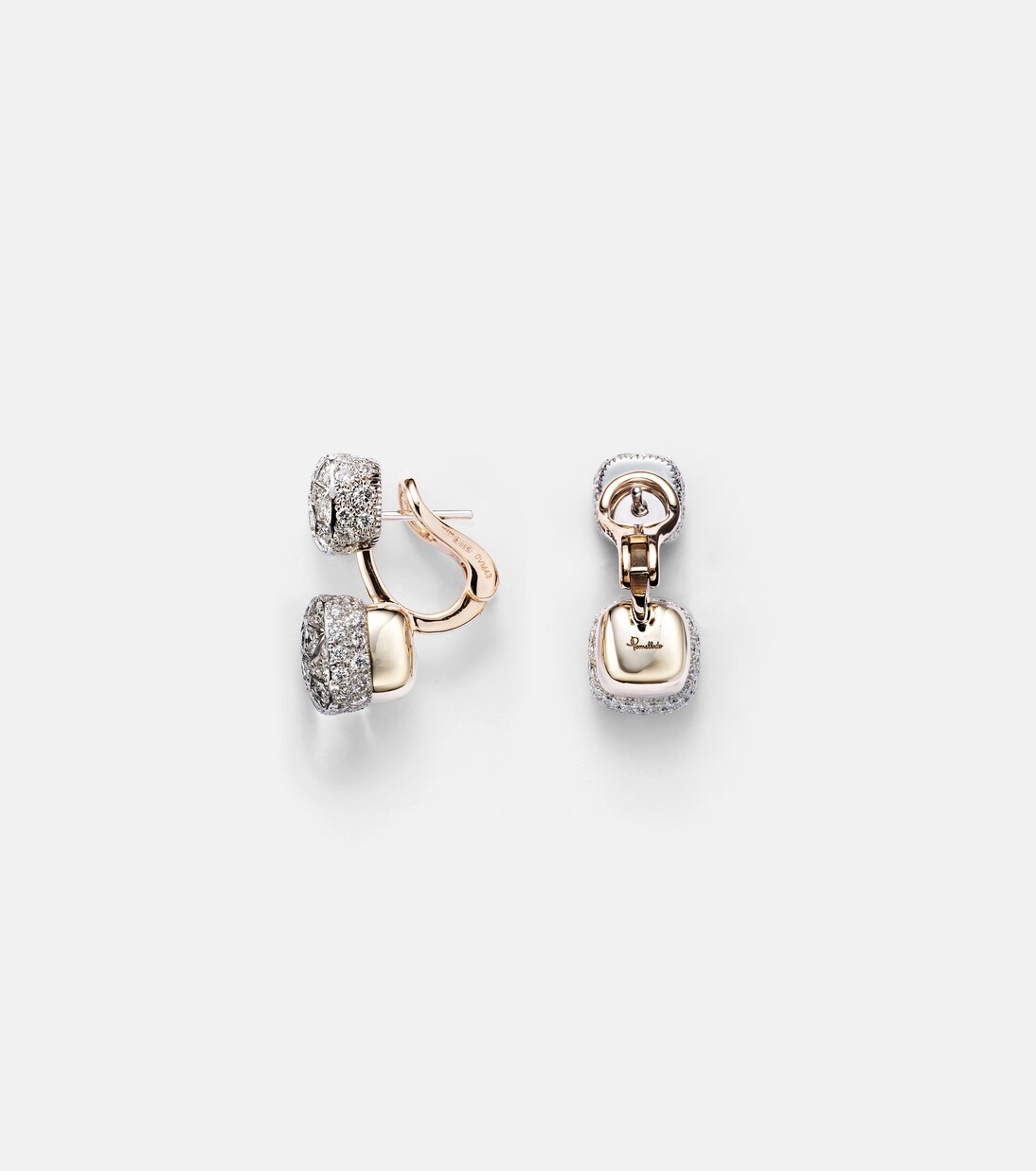 Nudo 18kt rose and white gold earrings with diamonds | Pomellato
