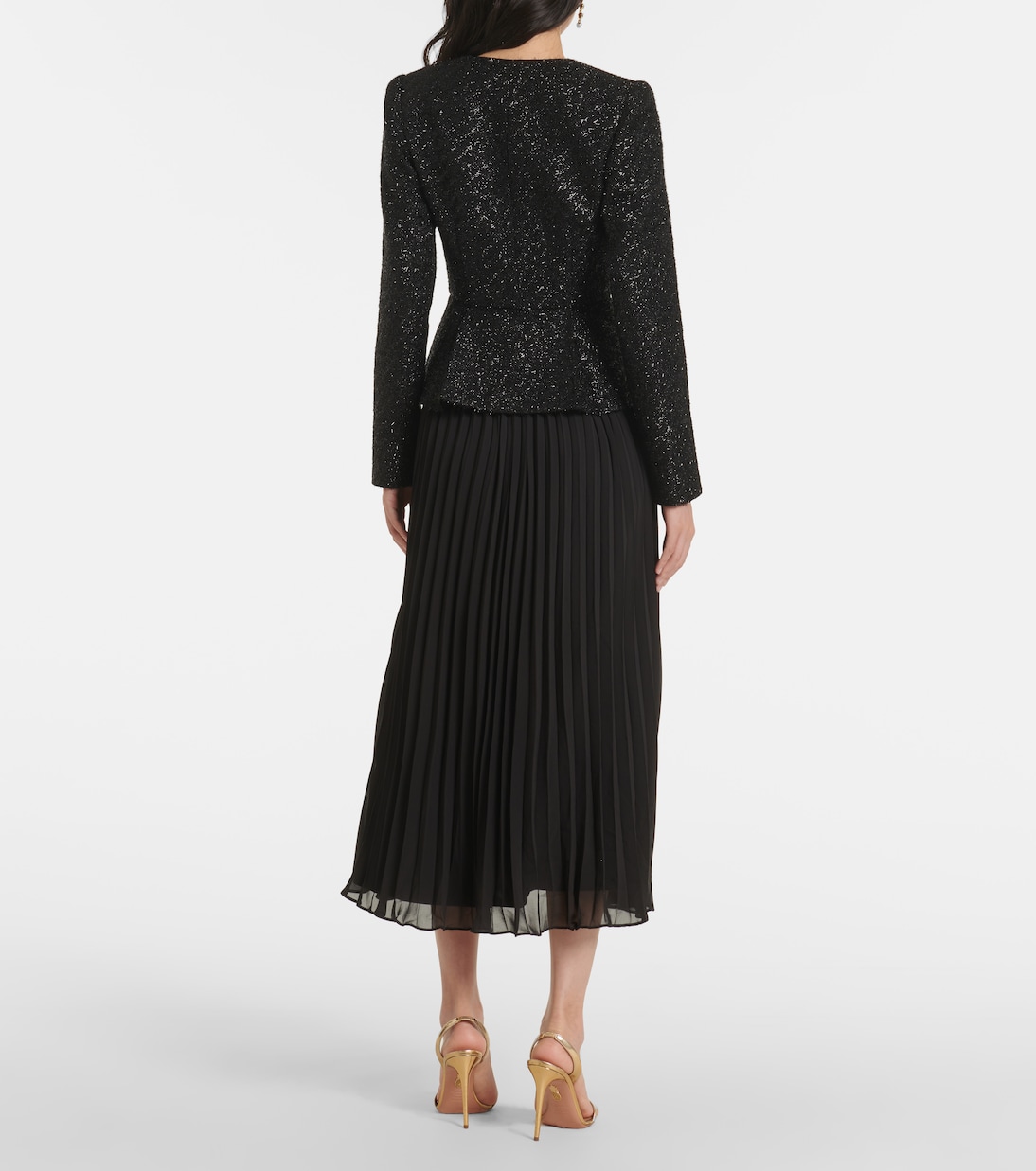 Abito midi in bouclé e chiffon | Self-Portrait