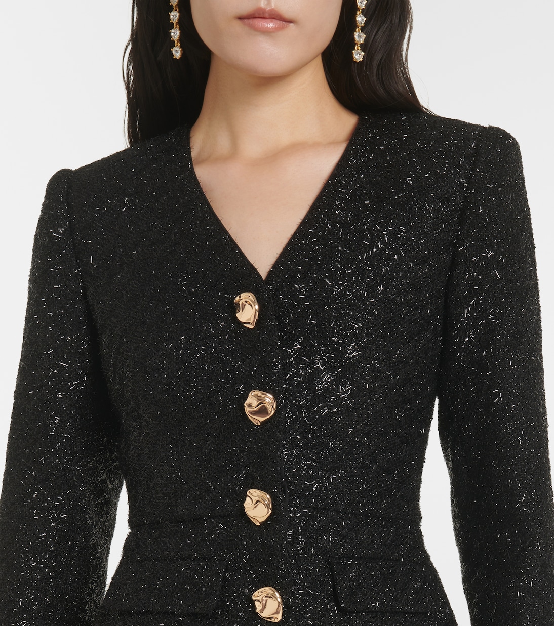 Abito midi in bouclé e chiffon | Self-Portrait