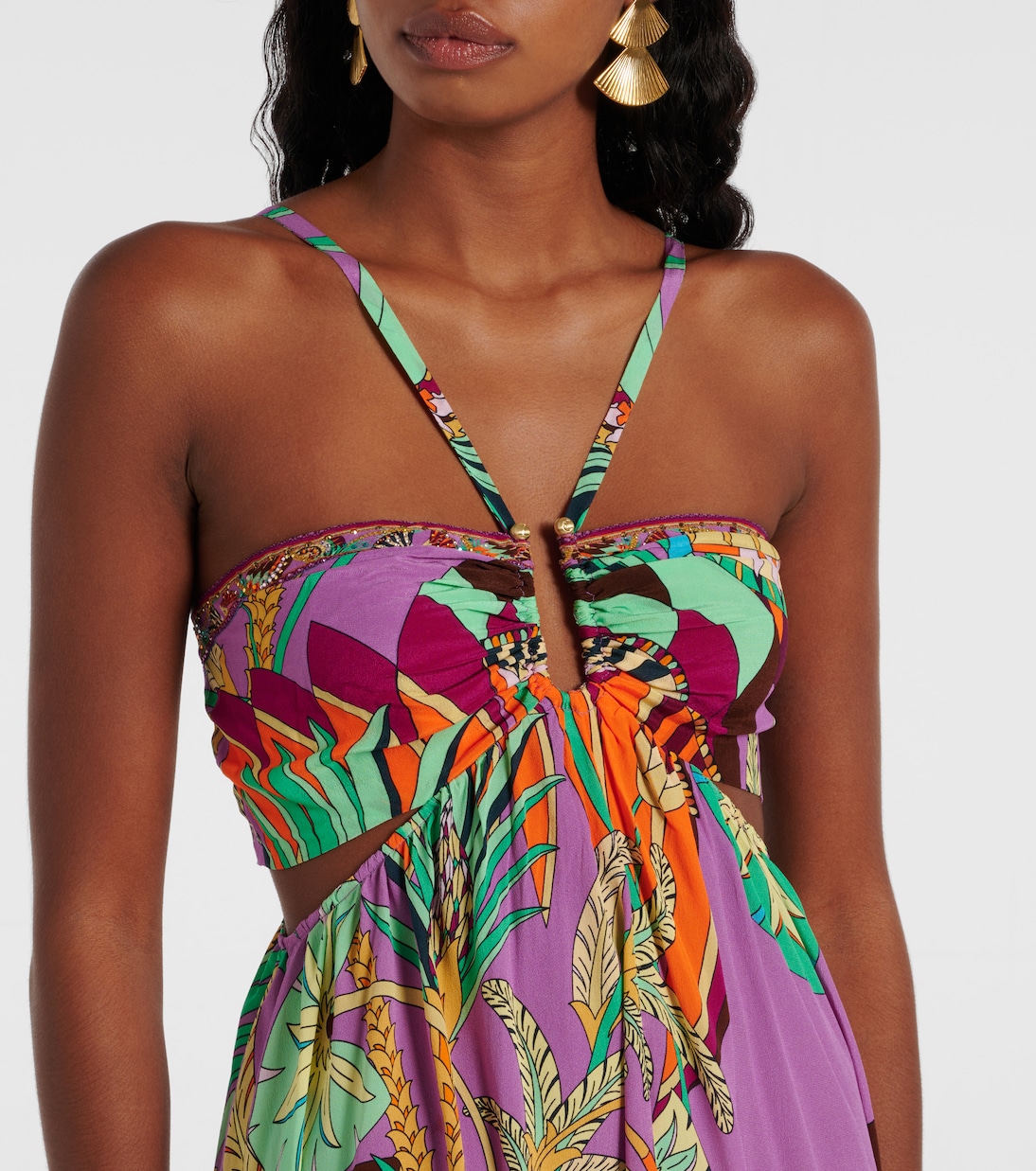 Robe longue imprimée en soie | Camilla