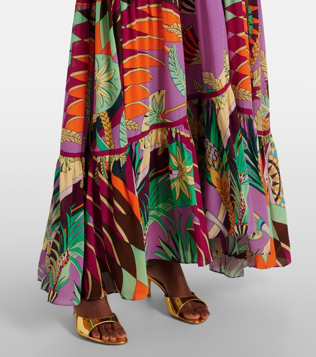 Robe longue imprimée en soie | Camilla