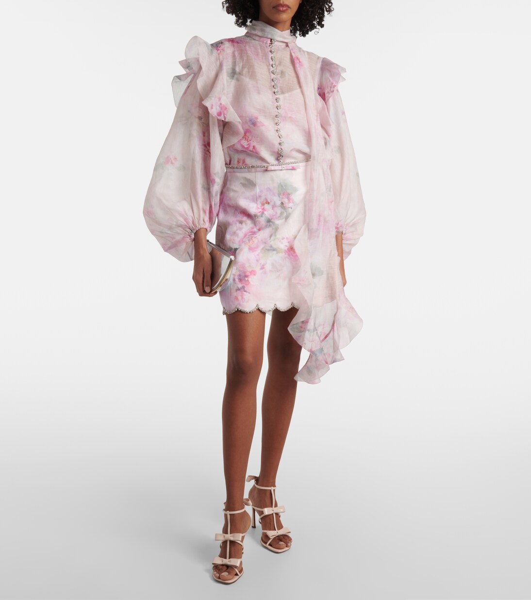 Minifalda Crush de lino floral | Zimmermann