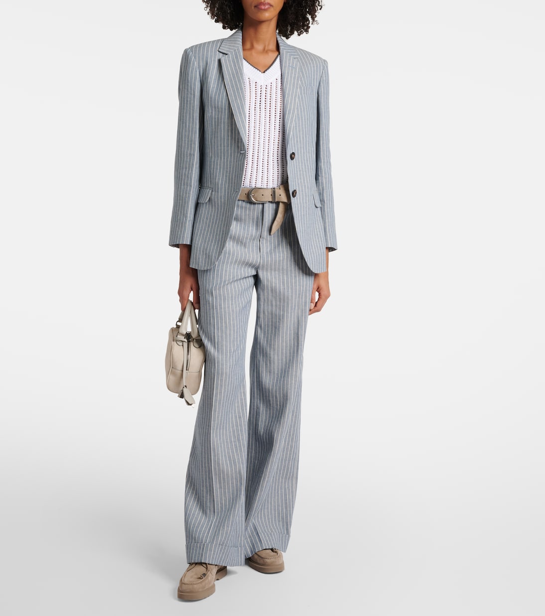 Pantalon ample en lin et coton mélangés | Brunello Cucinelli