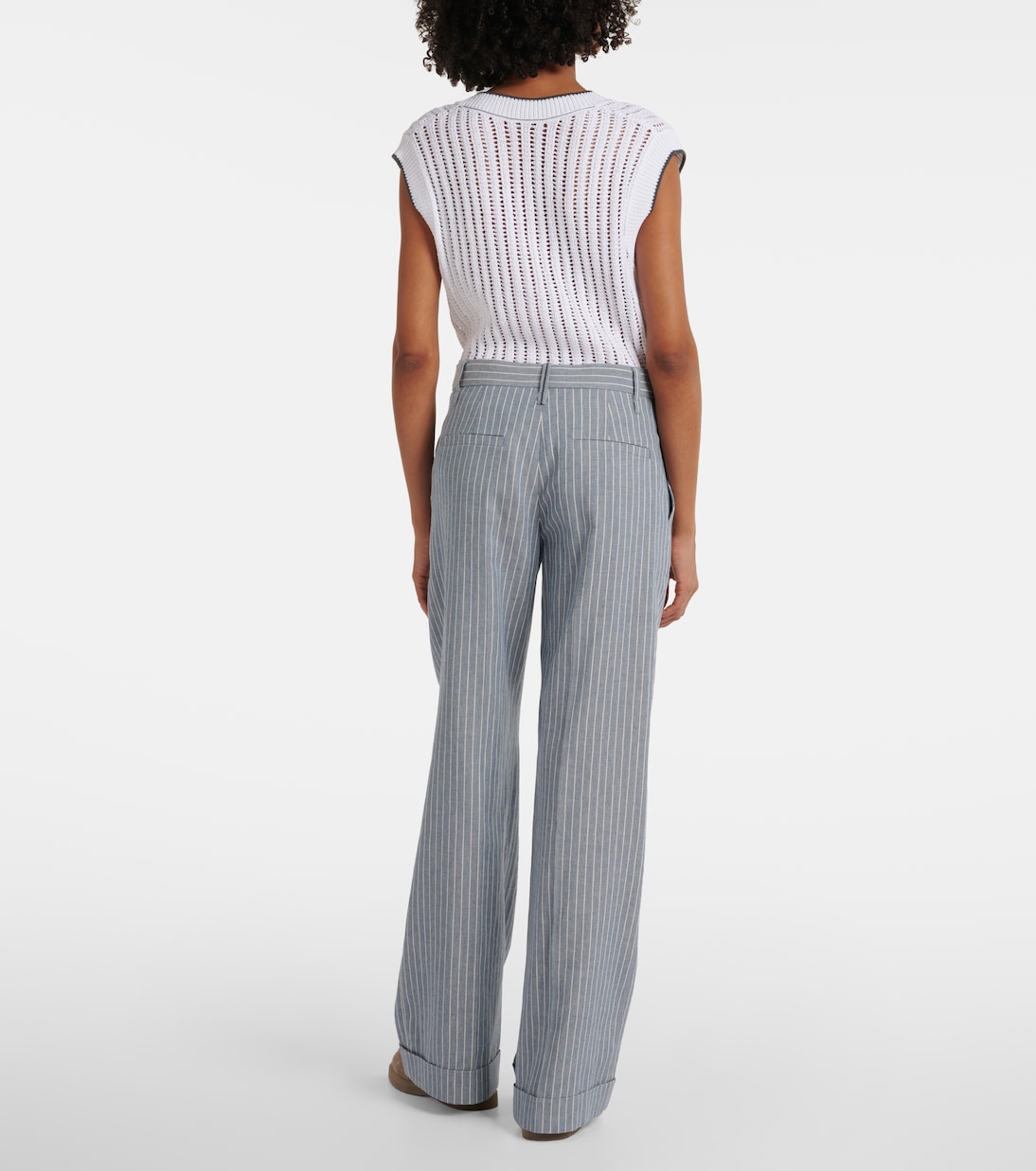 Pantalon ample en lin et coton mélangés | Brunello Cucinelli