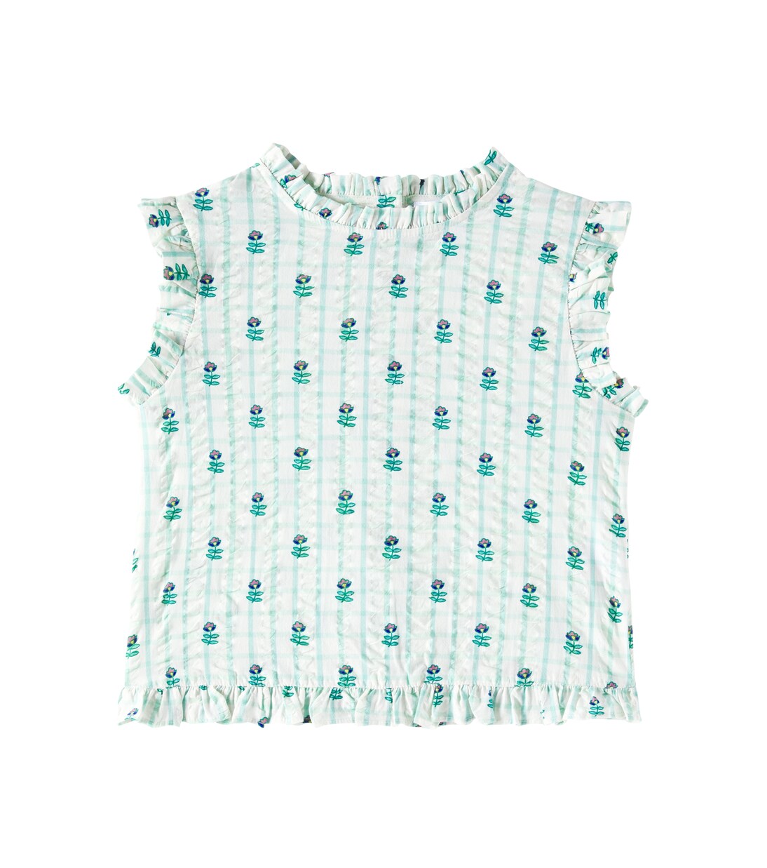 Mika floral checked cotton shirt | C'era Una Volta