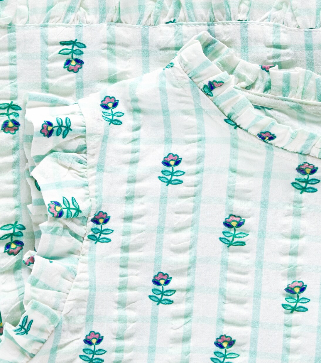 Mika floral checked cotton shirt | C'era Una Volta