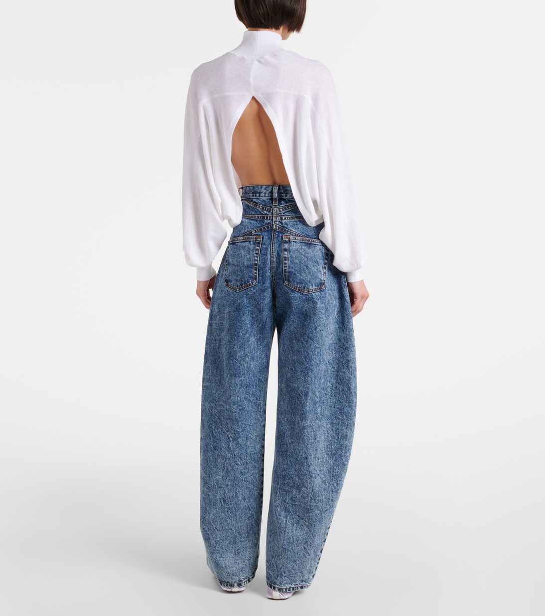 Jersey cropped de lino con cuello alto | Alaïa