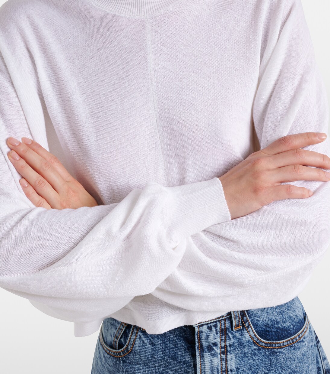 Jersey cropped de lino con cuello alto | Alaïa