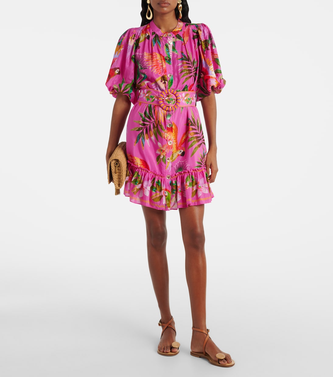 Bedrucktes Midikleid aus einem Baumwollgemisch | Farm Rio