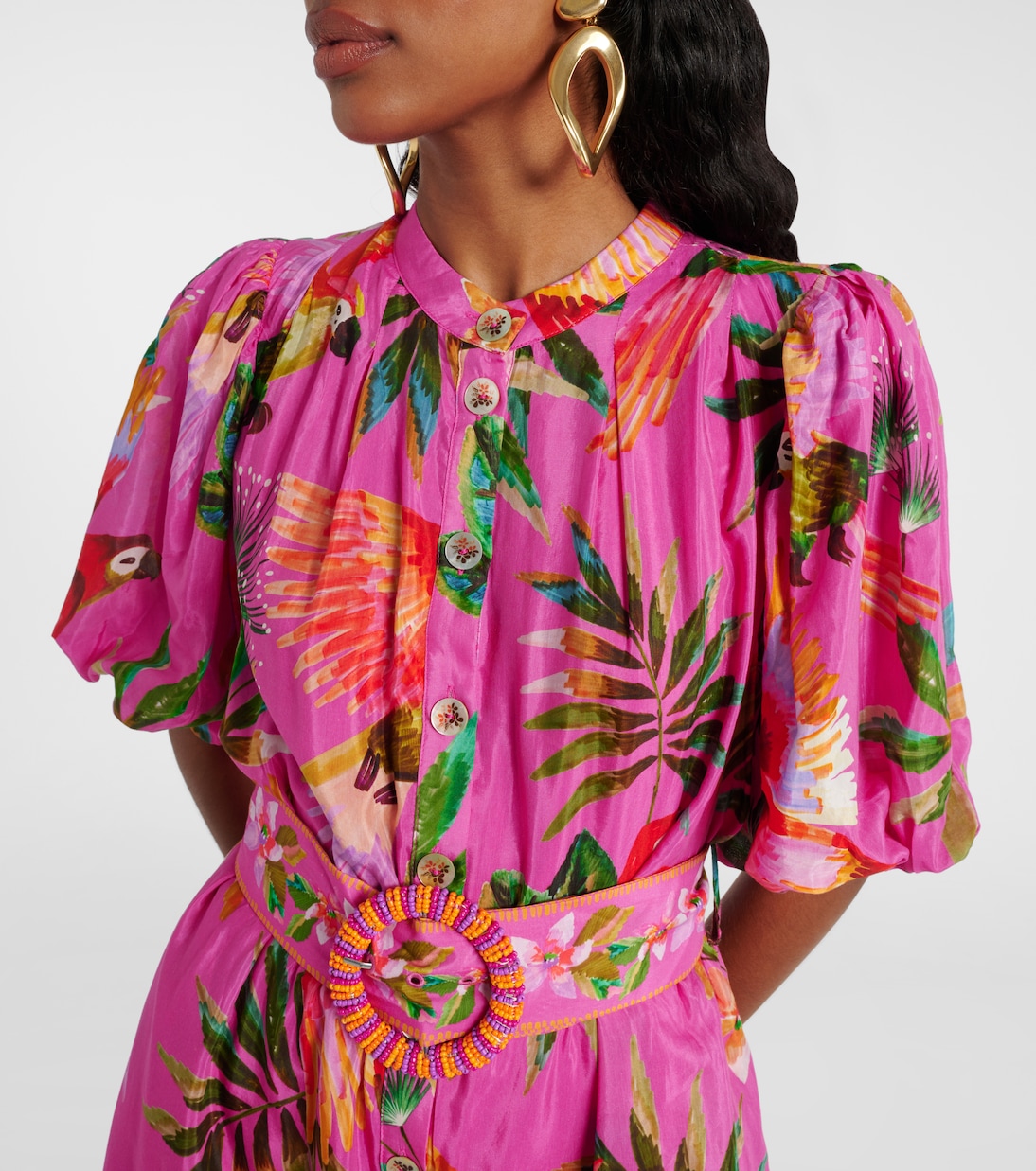 Bedrucktes Midikleid aus einem Baumwollgemisch | Farm Rio