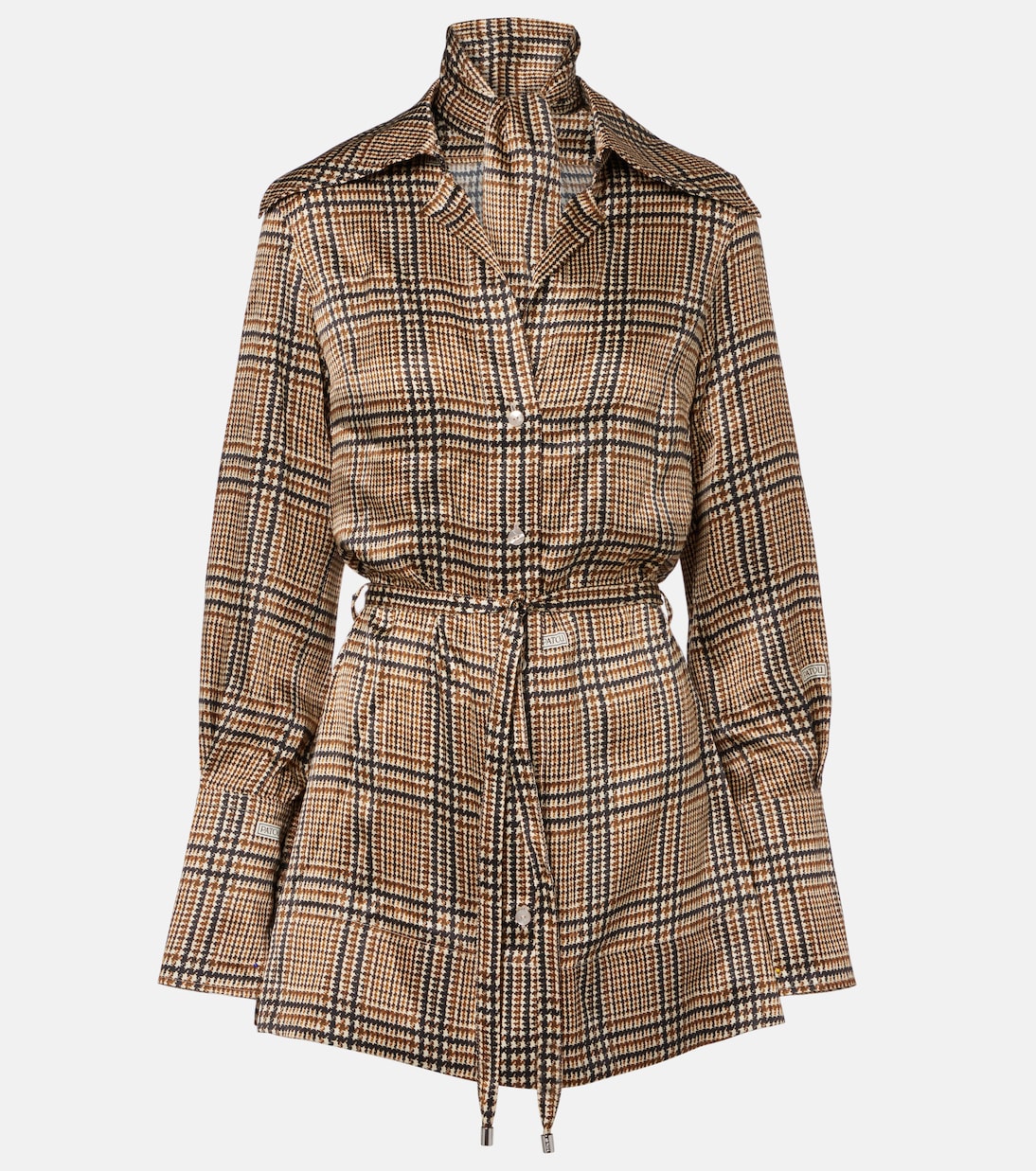 Robe chemise en satin à carreaux | Patou