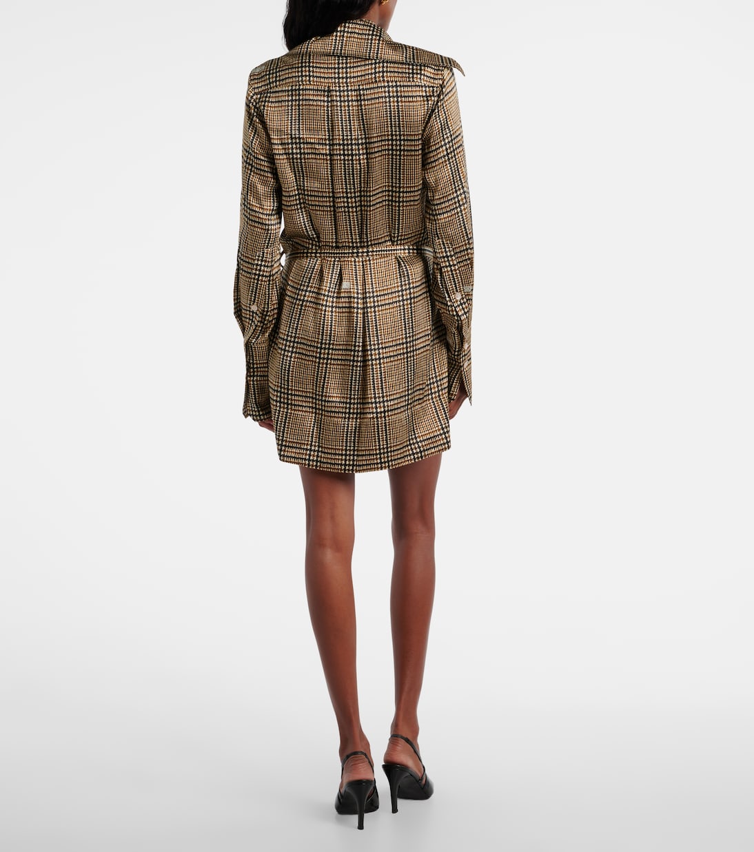 Robe chemise en satin à carreaux | Patou