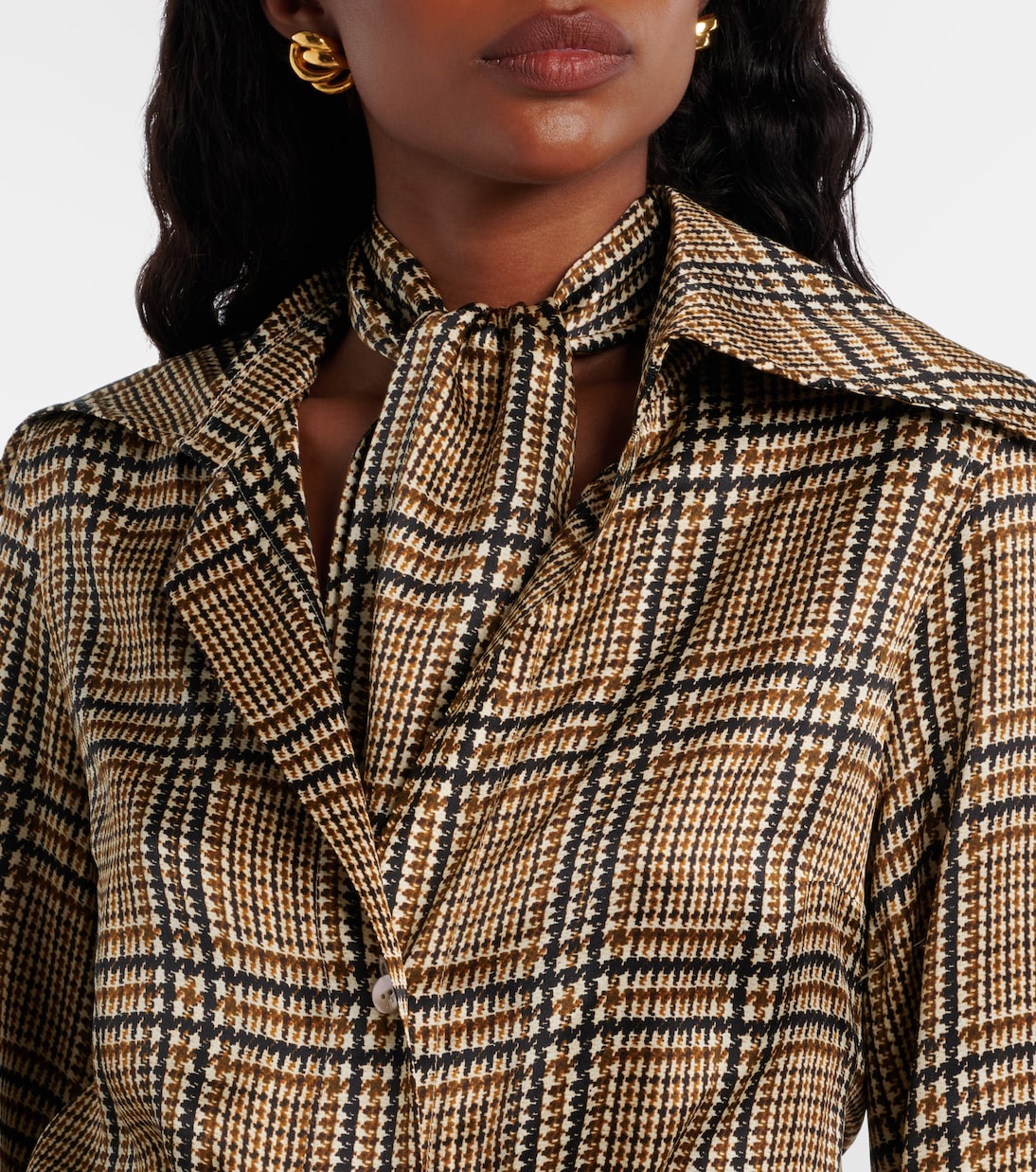 Robe chemise en satin à carreaux | Patou